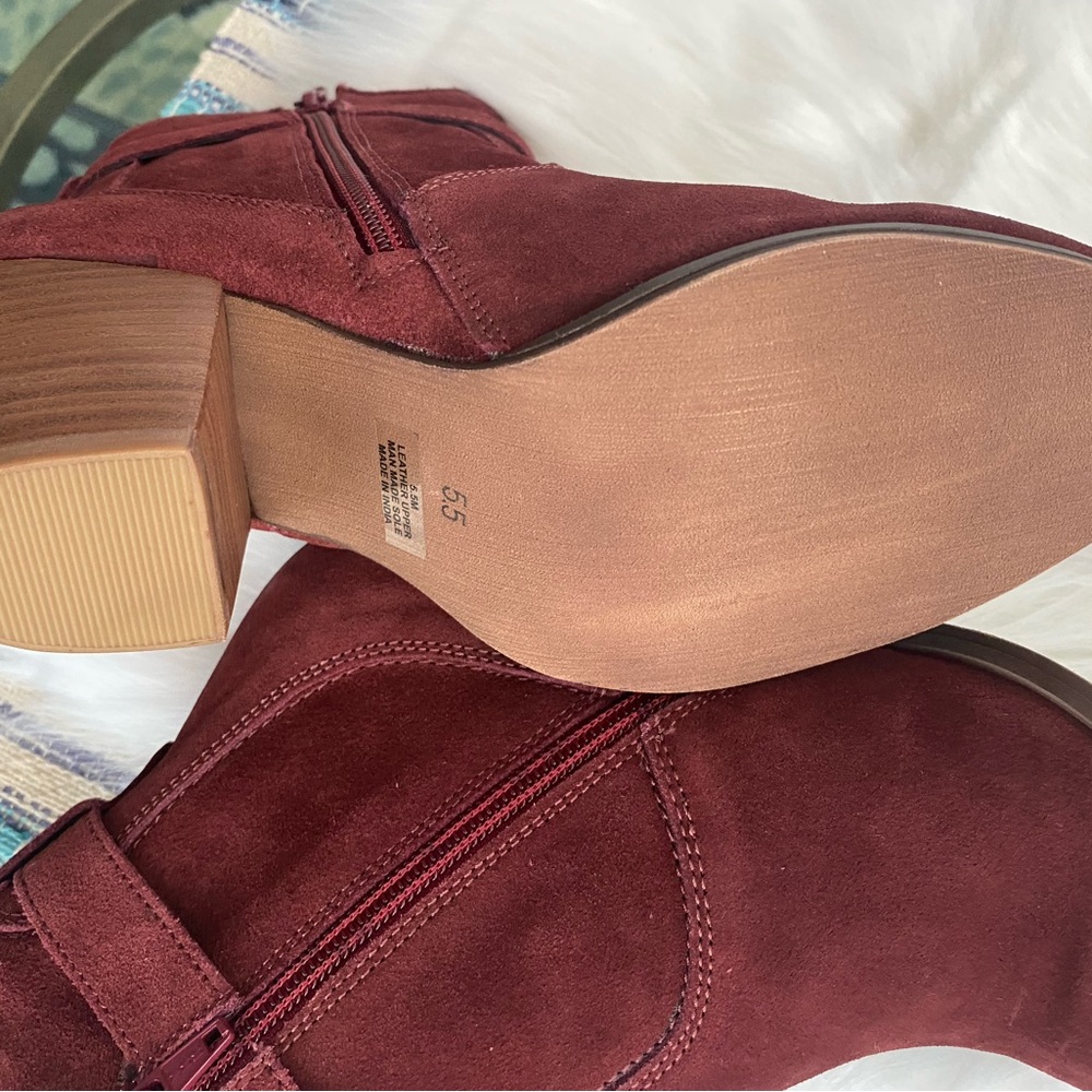 Diba sleek booties burgundy suede ankle boots - Picture 4 of 15